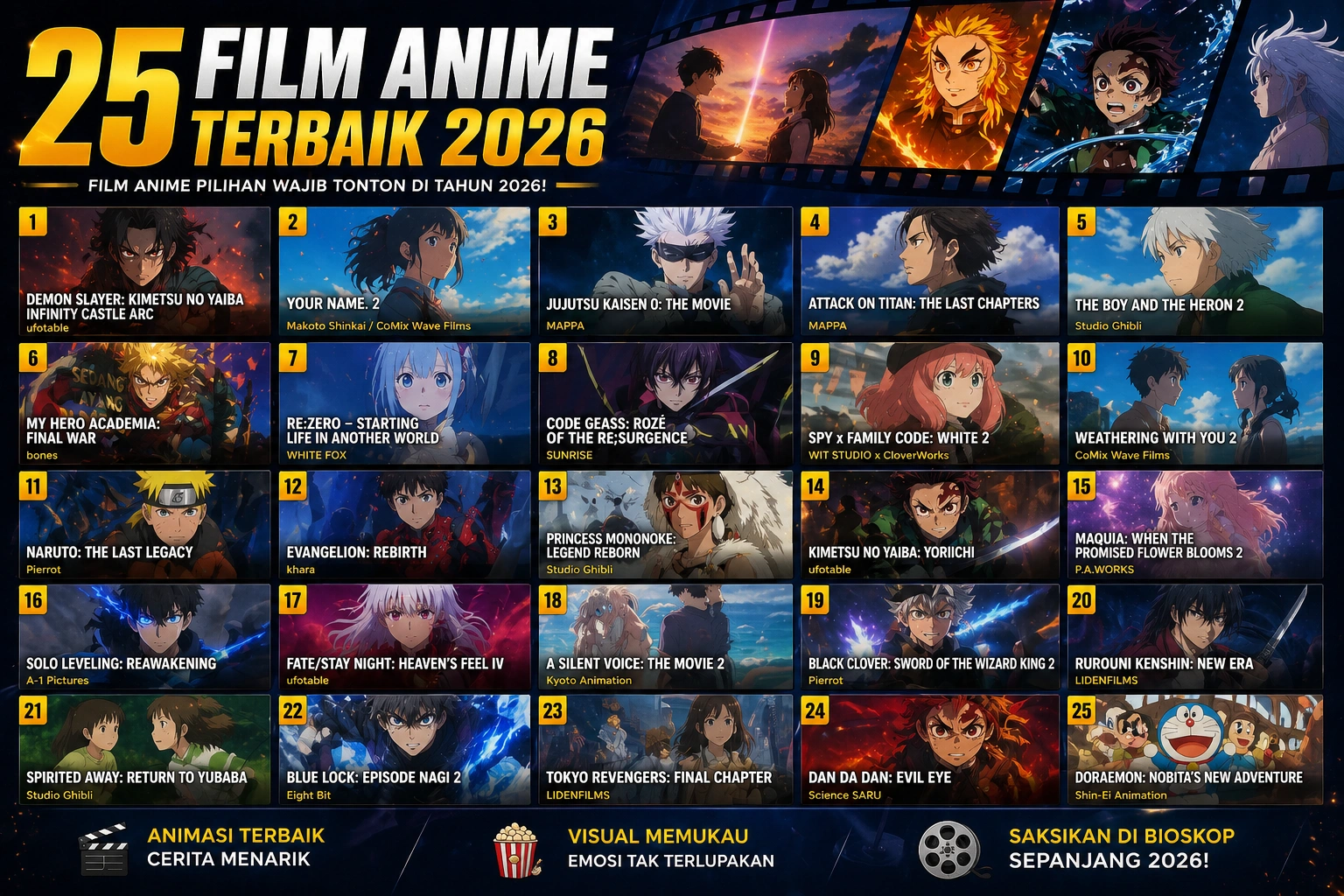 25 Film Anime Terbaik 2026 dari Action, Romance, hingga yang Bikin Nangis