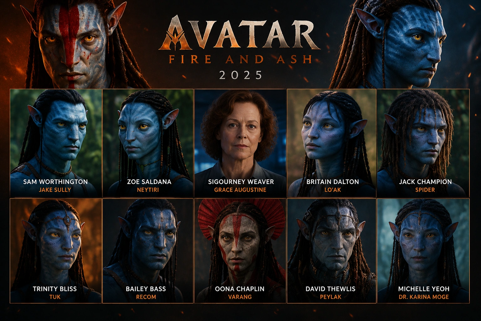 Pemeran di Avatar 3 Fire and Ash 2025